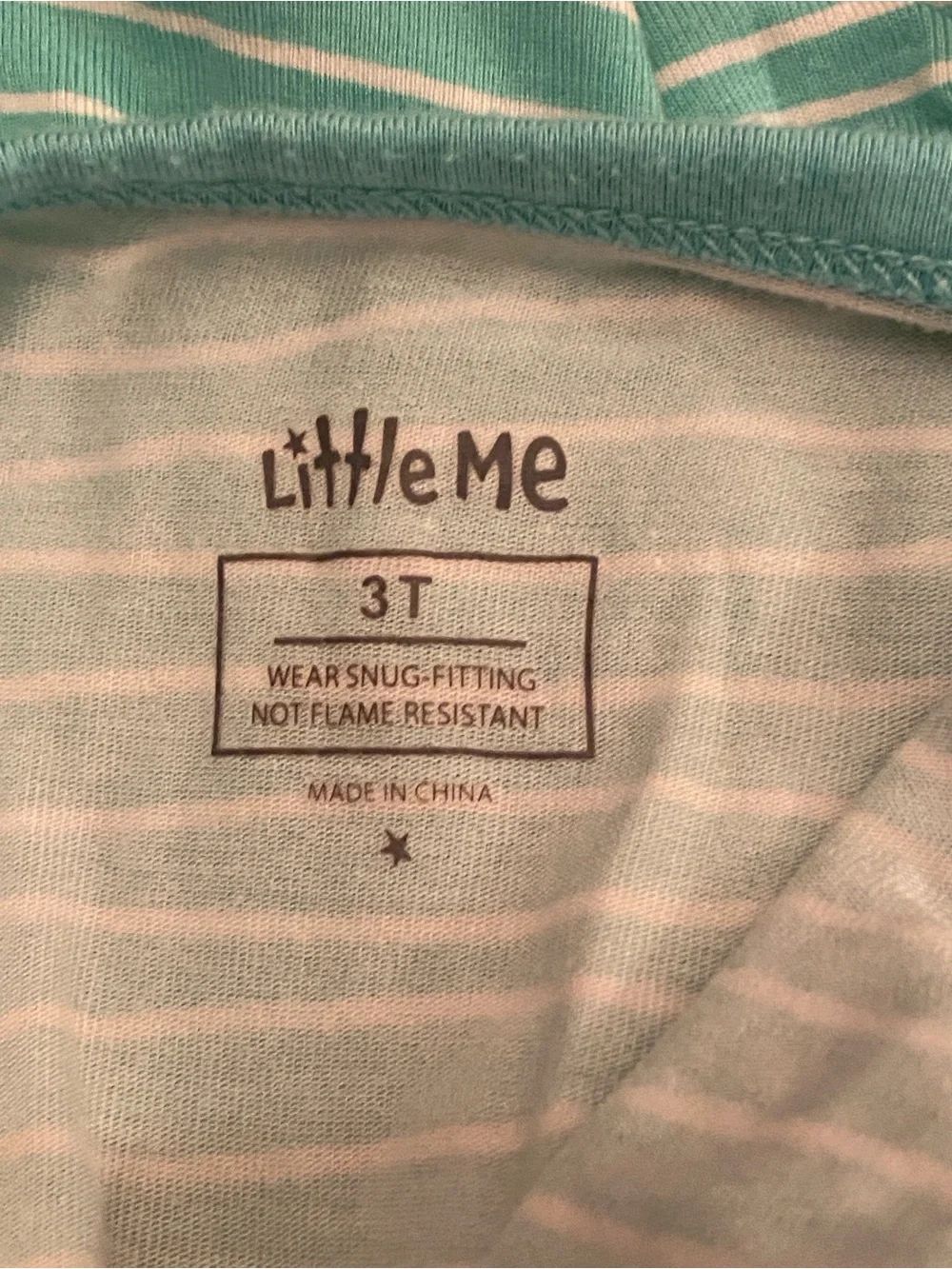 Little Me , Bamboo Aqua Striped Long Sleeve Pajama Set, 3T EUC
